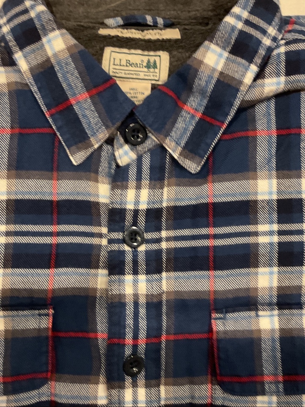 L.L. Bean Men's Fleece Lined Flannel Shirt XL Tall